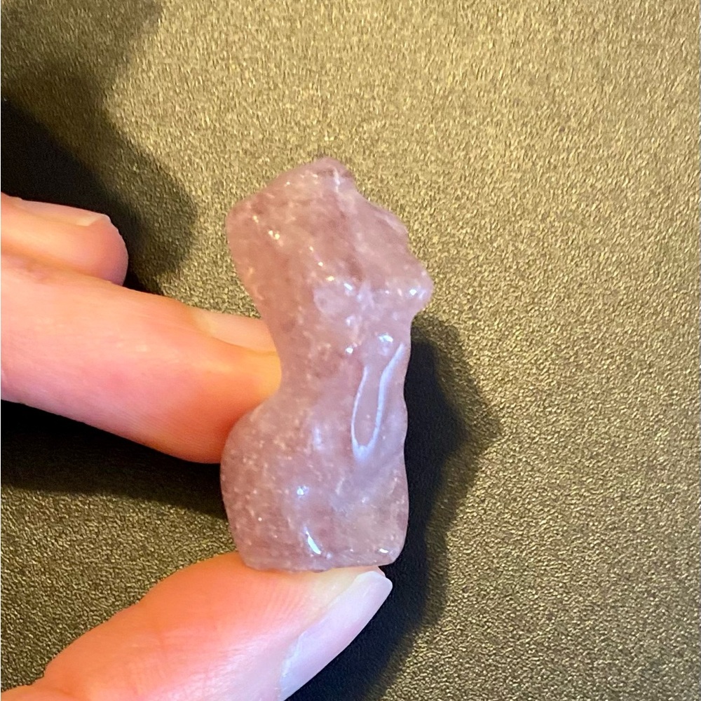 Miniature Pink Quartz Female Torso Statue